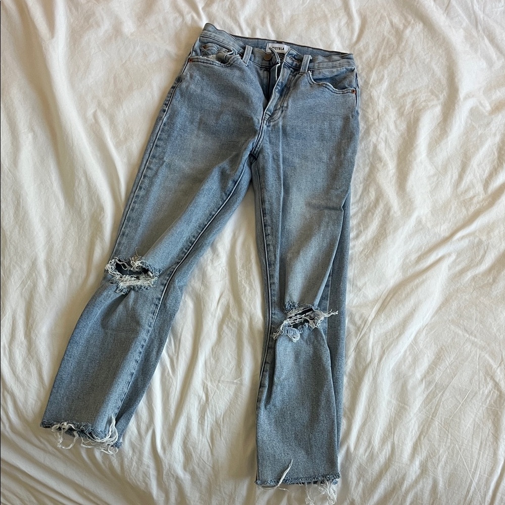 pistola Light Wash Distressed Flare Jeans